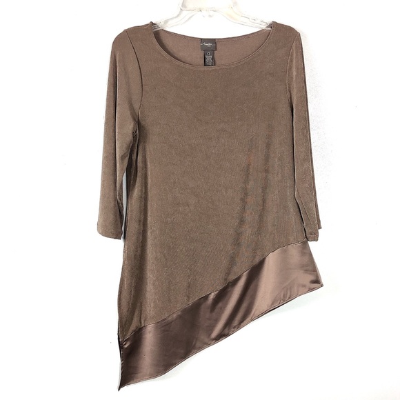 Chico's Tops - Chico’s NEW Brown Satin Trimmed Shirt Size S